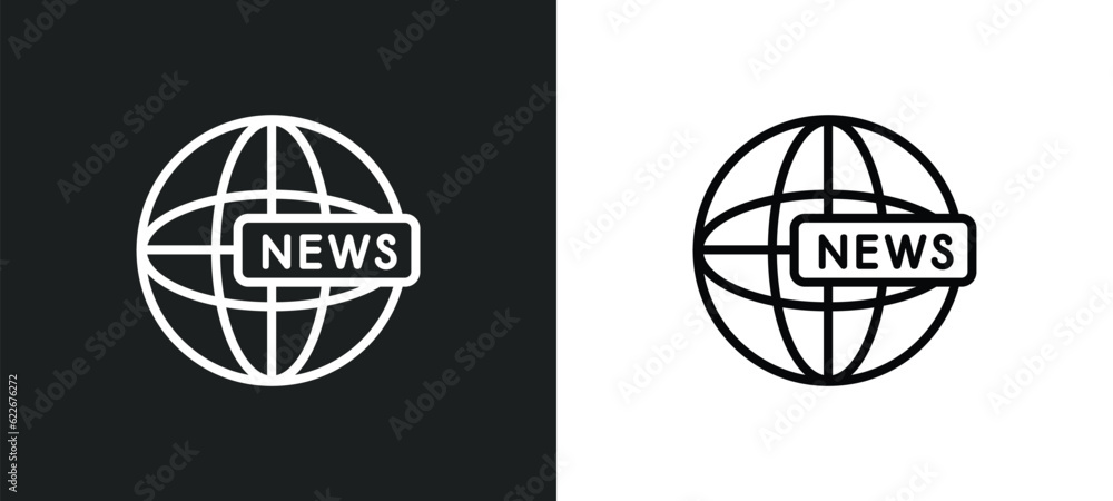 worldwide news outline icon in white and black colors. worldwide news flat vector icon from technology collection for web, mobile apps and ui.