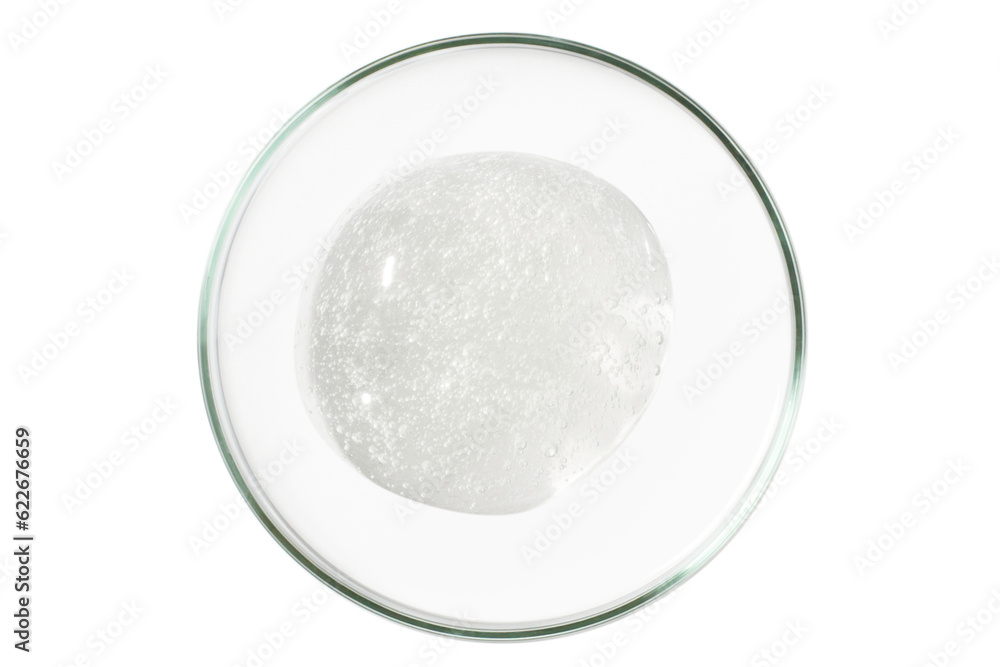 Petri dish isolated on empty background. A smear of a transparent gel, serum in a Petri dish. Petri dish isolated on empty background. A smear of a transparent gel, serum in a Petri dish.