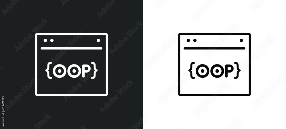 object-oriented programming outline icon in white and black colors. object-oriented programming flat vector icon from technology collection for web, mobile apps and ui.