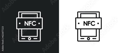 near field communication outline icon in white and black colors. near field communication flat vector icon from technology collection for web, mobile apps and ui.