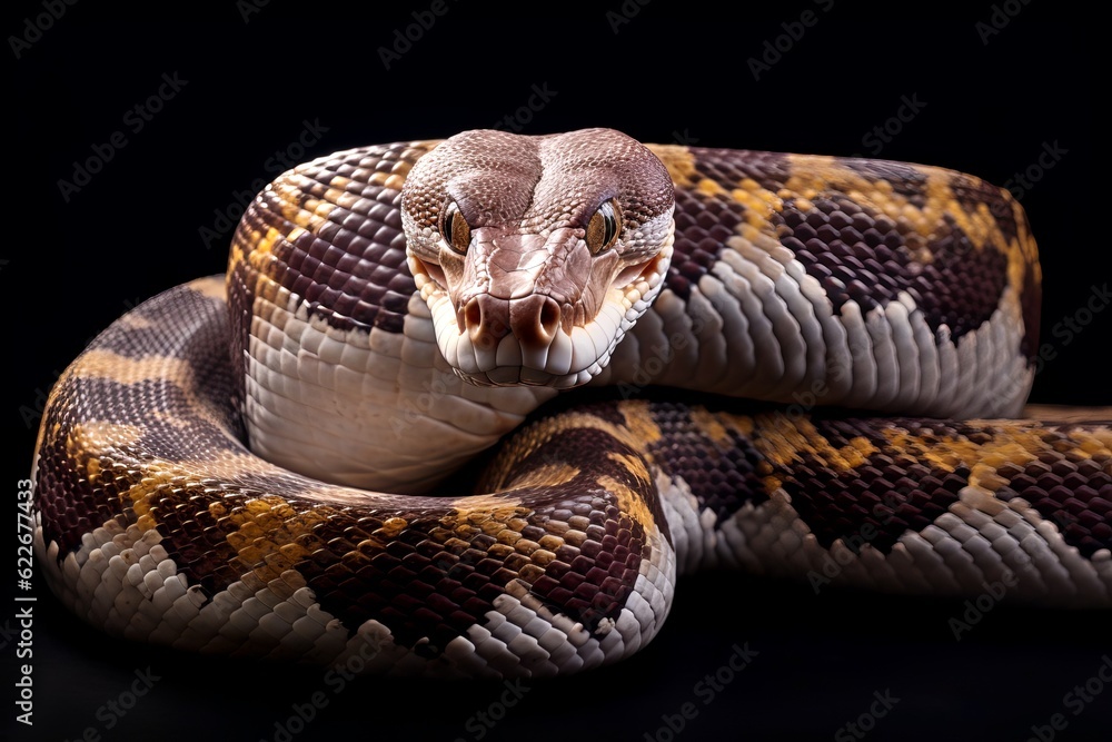 Fototapeta premium Close up snake on a black background