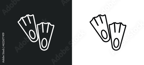 fins outline icon in white and black colors. fins flat vector icon from summer collection for web, mobile apps and ui.
