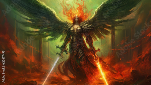 archangel warrior with sword. © Aliaksei