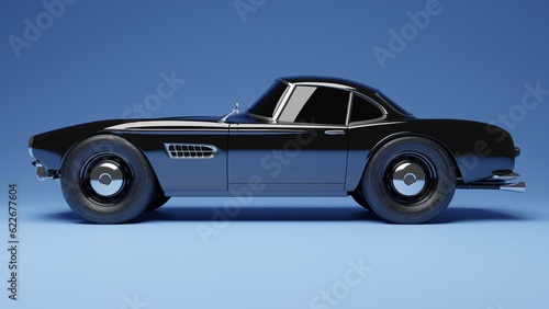 Black retro sport classic car on blue background 3d illustration. Background, wallpaper image © Данило Смик