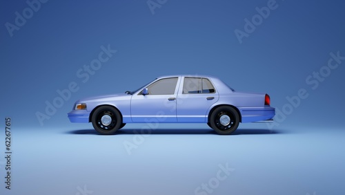 Blue classic car on blue background 3d illustration. Background, wallpaper image © Данило Смик