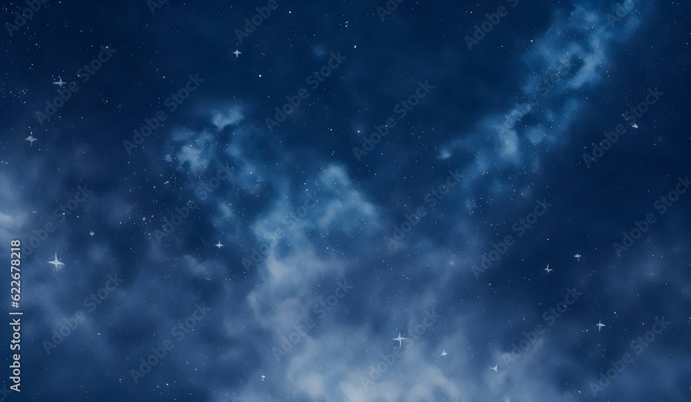 Watercolor style sparkling beautiful background, Sky, Space, Navy Blue