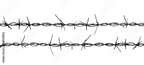 Fence war prison - Barbed wire, isolated on white background (Generative Ai)
