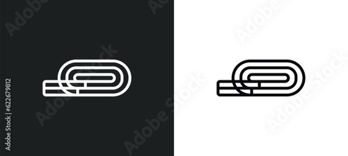 running track outline icon in white and black colors. running track flat vector icon from sports and competition collection for web, mobile apps and ui.