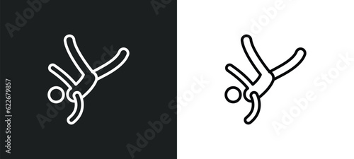 cartwheel outline icon in white and black colors. cartwheel flat vector icon from sports collection for web, mobile apps and ui.