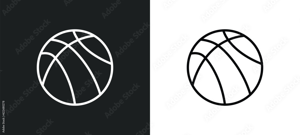basketball ball with line outline icon in white and black colors. basketball ball with line flat vector icon from sports collection for web, mobile apps and ui.
