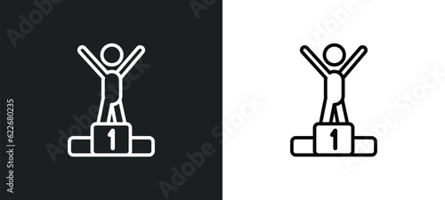 number one athlete outline icon in white and black colors. number one athlete flat vector icon from sports collection for web, mobile apps and ui.