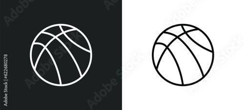 basketball ball with line outline icon in white and black colors. basketball ball with line flat vector icon from sports collection for web, mobile apps and ui.