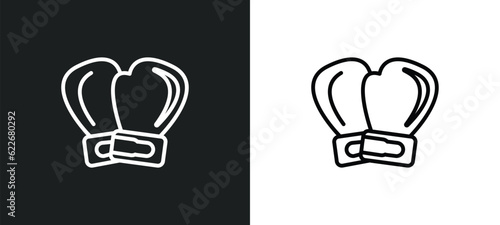 two boxing gloves outline icon in white and black colors. two boxing gloves flat vector icon from sports collection for web, mobile apps and ui.