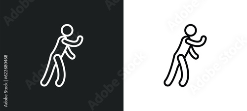 man threating with his fist outline icon in white and black colors. man threating with his fist flat vector icon from sports collection for web, mobile apps and ui.