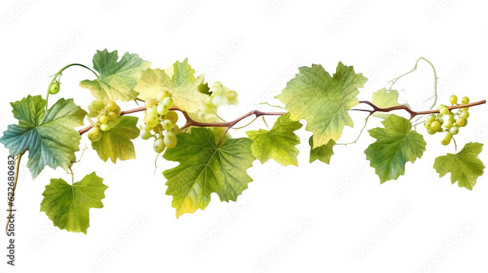 Grape leaves vine plant branch with tendrils in vineyard - obrazy, fototapety, plakaty 