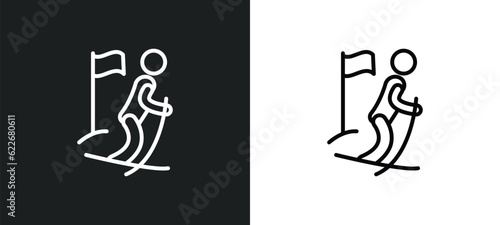 slalom outline icon in white and black colors. slalom flat vector icon from sports collection for web, mobile apps and ui. photo