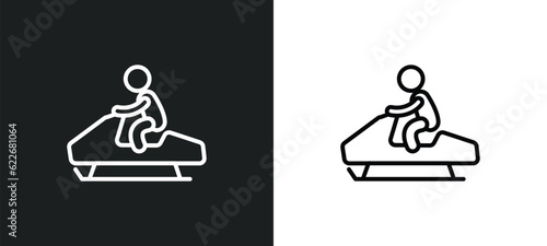snowmobile sport outline icon in white and black colors. snowmobile sport flat vector icon from sport collection for web, mobile apps and ui.