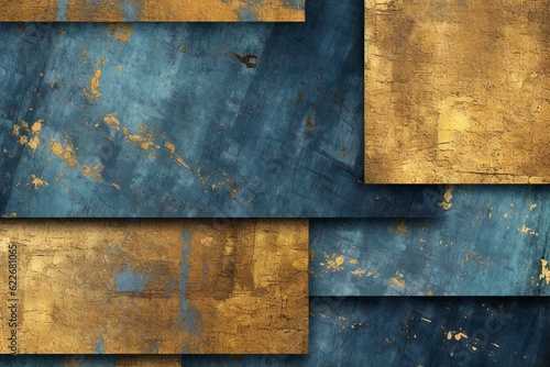 Grunge Blue and Gold Digital Paper texture Generative AI 