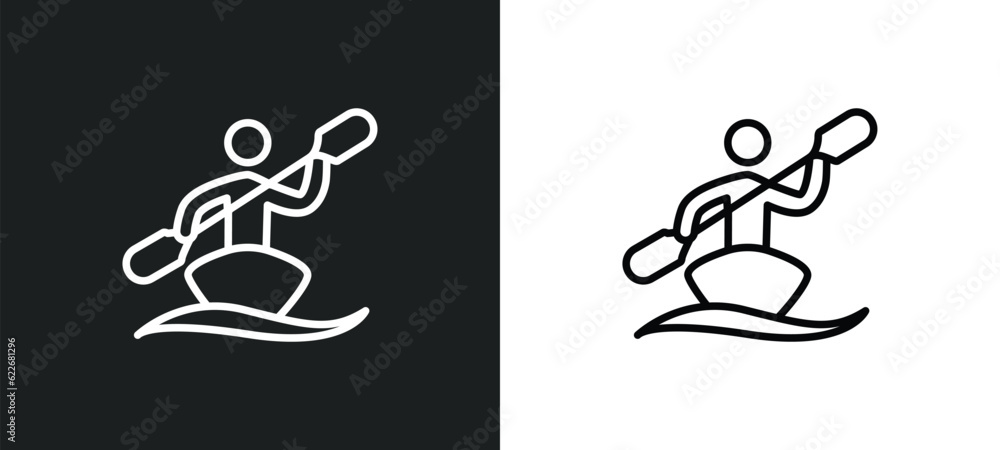 canoe sport outline icon in white and black colors. canoe sport flat vector icon from sport collection for web, mobile apps and ui.