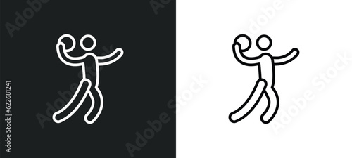 handball outline icon in white and black colors. handball flat vector icon from sport collection for web, mobile apps and ui.