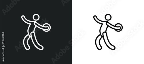 discus throw outline icon in white and black colors. discus throw flat vector icon from sport collection for web, mobile apps and ui.