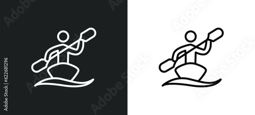 canoe sport outline icon in white and black colors. canoe sport flat vector icon from sport collection for web, mobile apps and ui.