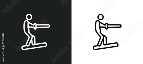wakeboarding outline icon in white and black colors. wakeboarding flat vector icon from sport collection for web, mobile apps and ui.