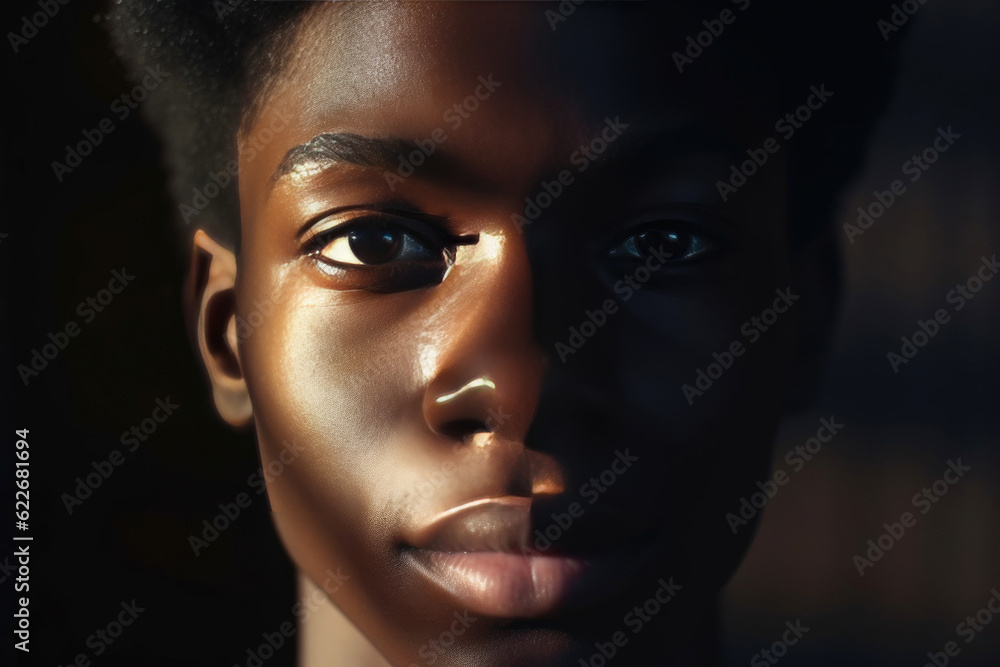 Powerful Stand: A Black Activist Protesting Racism. Generative AI Powerful Stand: A Black Activist Protesting Racism. Generative AI