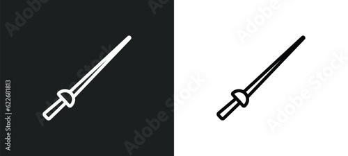 fencing outline icon in white and black colors. fencing flat vector icon from sport collection for web, mobile apps and ui.