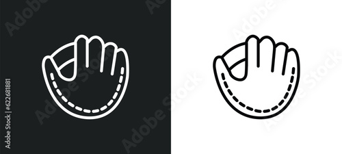 baseball glove outline icon in white and black colors. baseball glove flat vector icon from sport collection for web, mobile apps and ui.