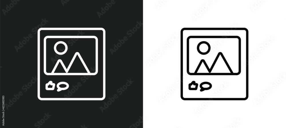 photos outline icon in white and black colors. photos flat vector icon from social media collection for web, mobile apps and ui.