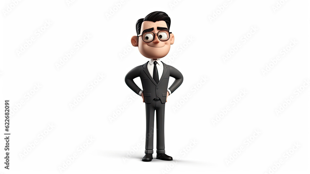 Relaxed businessman 3d illustration - Generative AI. Relaxed businessman 3d illustration - Generative AI.