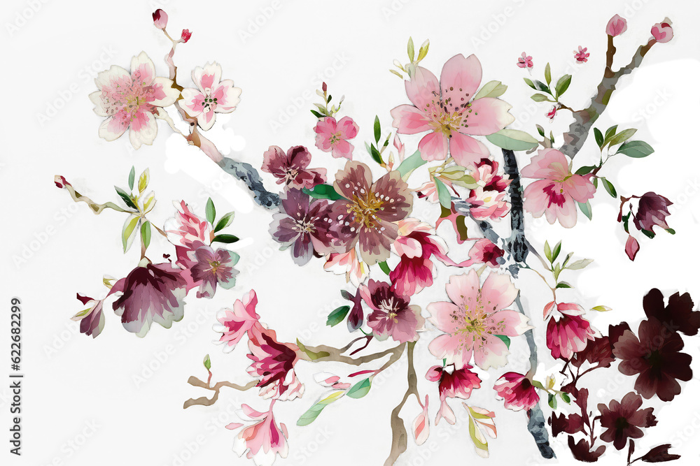 Naklejka premium Beautiful flowers sakura isolated on white