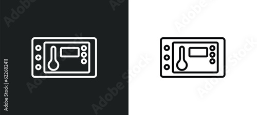 thermostat outline icon in white and black colors. thermostat flat vector icon from smart house collection for web, mobile apps and ui.