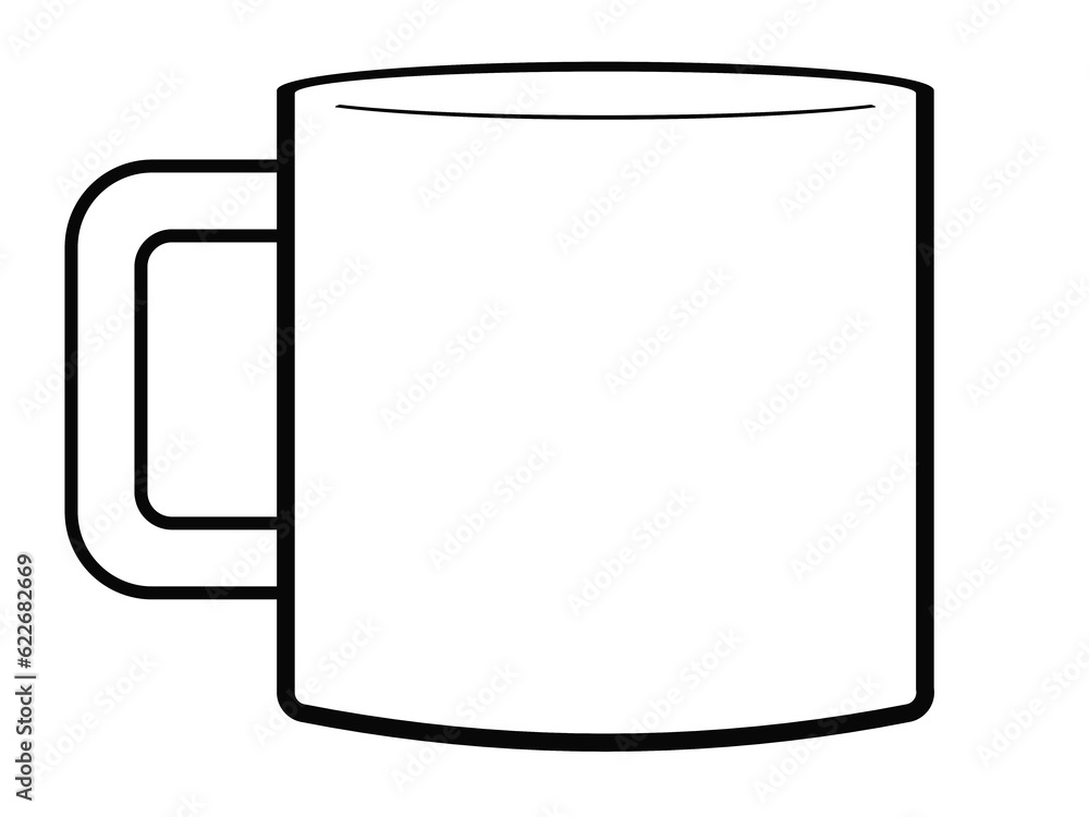 Fototapeta premium Black line Coffee cup flat icon isolated on white background. Tea cup. Hot drink coffee.Vector Illustration