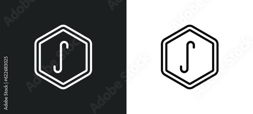 integral outline icon in white and black colors. integral flat vector icon from signs collection for web, mobile apps and ui. photo