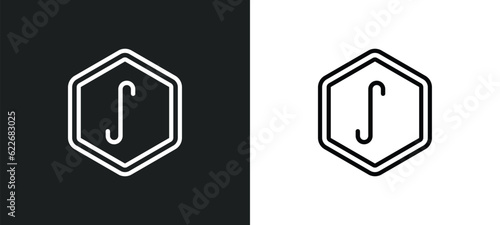 Billede på lærred integral outline icon in white and black colors