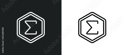 the sum of outline icon in white and black colors. the sum of flat vector icon from signs collection for web, mobile apps and ui.
