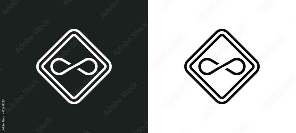 eternity outline icon in white and black colors. eternity flat vector icon from signs collection for web, mobile apps and ui.