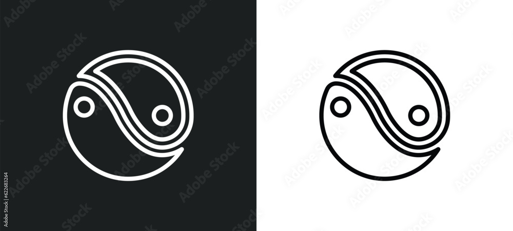 yin yang outline icon in white and black colors. yin yang flat vector icon from signs collection for web, mobile apps and ui.