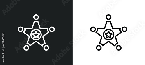 sheriff star outline icon in white and black colors. sheriff star flat vector icon from signs collection for web, mobile apps and ui.