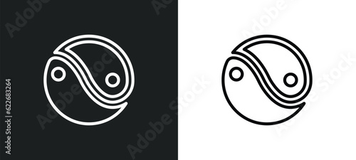 yin yang outline icon in white and black colors. yin yang flat vector icon from signs collection for web  mobile apps and ui.