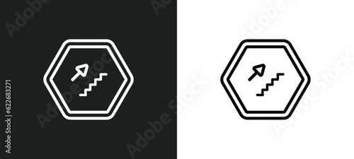 upstairs outline icon in white and black colors. upstairs flat vector icon from signs collection for web, mobile apps and ui.