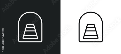 tunnel outline icon in white and black colors. tunnel flat vector icon from signs collection for web, mobile apps and ui.
