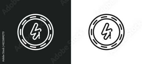 lightning warning outline icon in white and black colors. lightning warning flat vector icon from signs collection for web, mobile apps and ui.