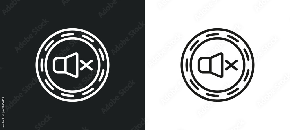 silence outline icon in white and black colors. silence flat vector icon from signs collection for web, mobile apps and ui.