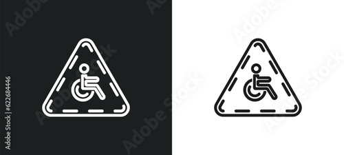 wheelchair outline icon in white and black colors. wheelchair flat vector icon from signs collection for web  mobile apps and ui.