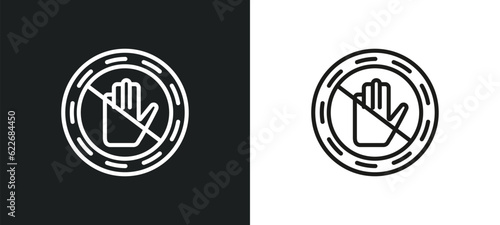 no touch outline icon in white and black colors. no touch flat vector icon from signs collection for web, mobile apps and ui.