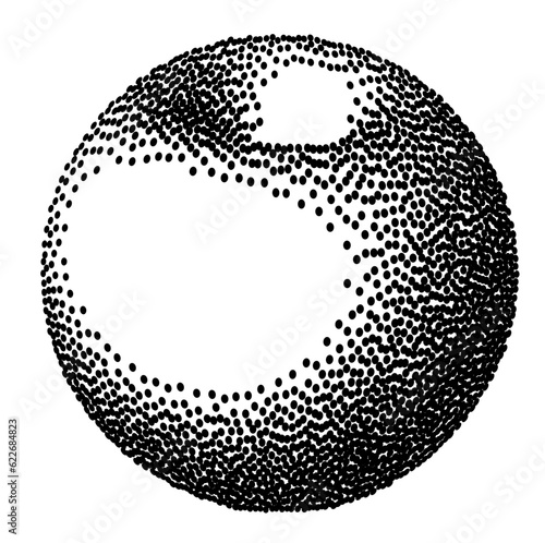 Stipple torus 3d concept. Geometric dotwork isolated.