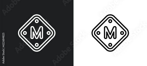 letter m outline icon in white and black colors. letter m flat vector icon from signaling collection for web, mobile apps and ui.